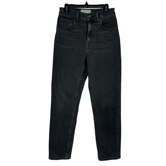 Everlane SZ 26 Crop Cheeky Jeans Hi-Rise Zip-Fly Pockets Whisker Gray/Black Wash - Picture 1 of 8